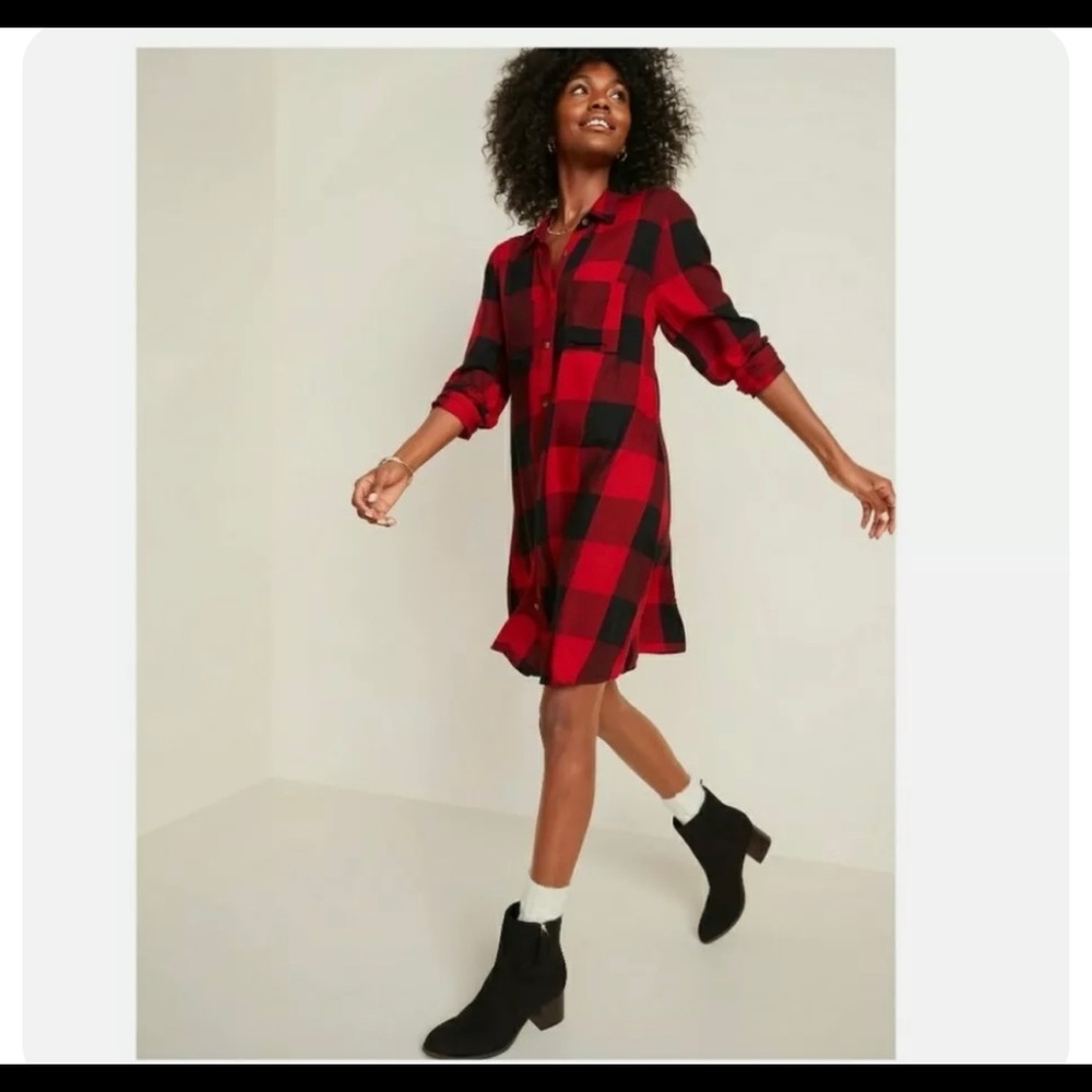 New with tags Old Navy Buffalo Plaid Shirt Dress